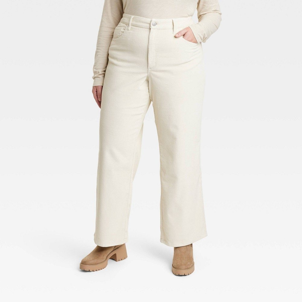 Women's Corduroy Wide Leg Jeans Universal Thread Cream 26 New With Tags